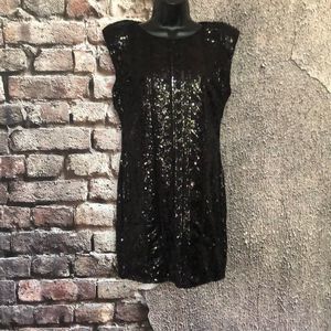 Black Sequin Cocktail Dress with Cap Sleeve, Size XL